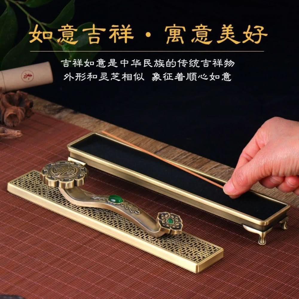 Chengyuange Ruyi copper incense holder lying incense burner household incense burner agarwood sandalwood box office copper incense burner tea table ornaments image 3