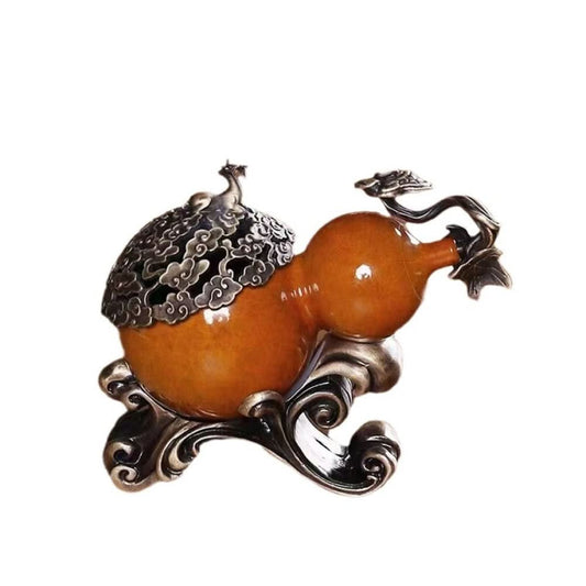 Factory wholesale Fulu copper incense burner gourd incense burner agarwood sandalwood incense coil household incense burner ornaments incense seal set image 5