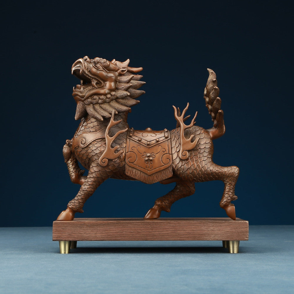 Copper flame unicorn ornaments for home office desktop unicorn auspicious beast copper crafts decorative ornaments image 4