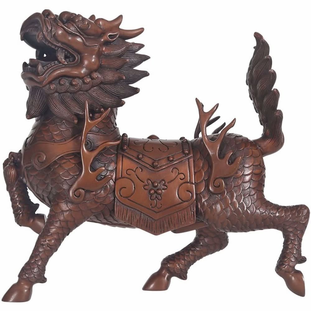 Copper flame unicorn ornaments for home office desktop unicorn auspicious beast copper crafts decorative ornaments image 5