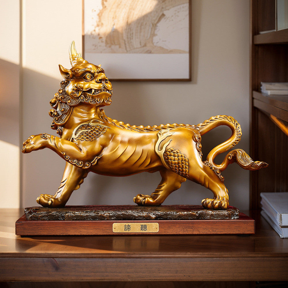 Tong Xinxiang Brass Auspicious Beast Listening Ornaments Office Home Gift image 2