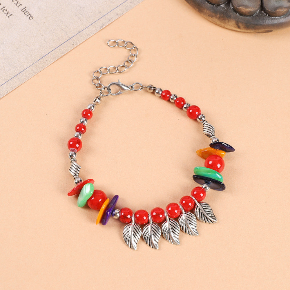 Ethnic style colored bead braided bracelet new Chinese retro all match bell bracelet Yunnan travel photo Tibetan accessories image 3