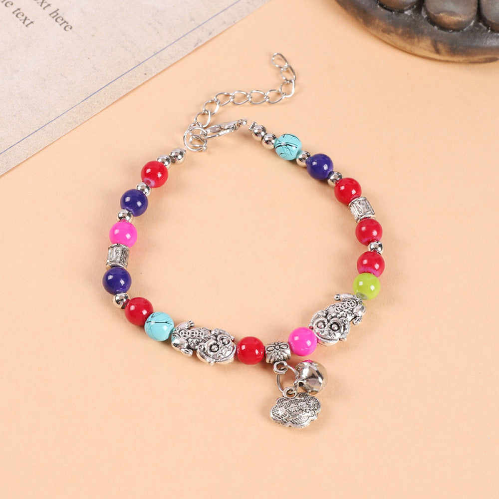 Ethnic style colored bead braided bracelet new Chinese retro all match bell bracelet Yunnan travel photo Tibetan accessories image 32