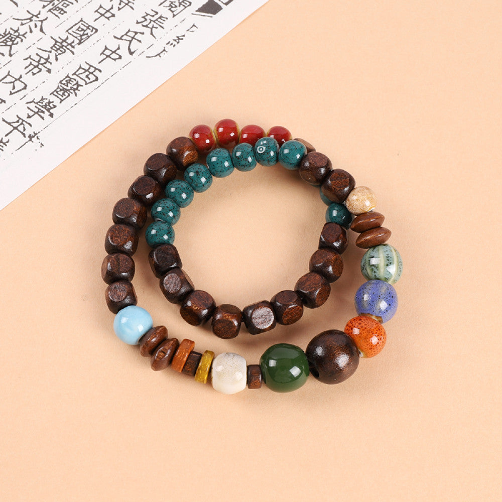 National Style Literature and Art Handmade Ceramic Double layer Bracelet National Style Small crowd Design Sense Retro Chinese China Chic Overlay Wearing Handstring image 12