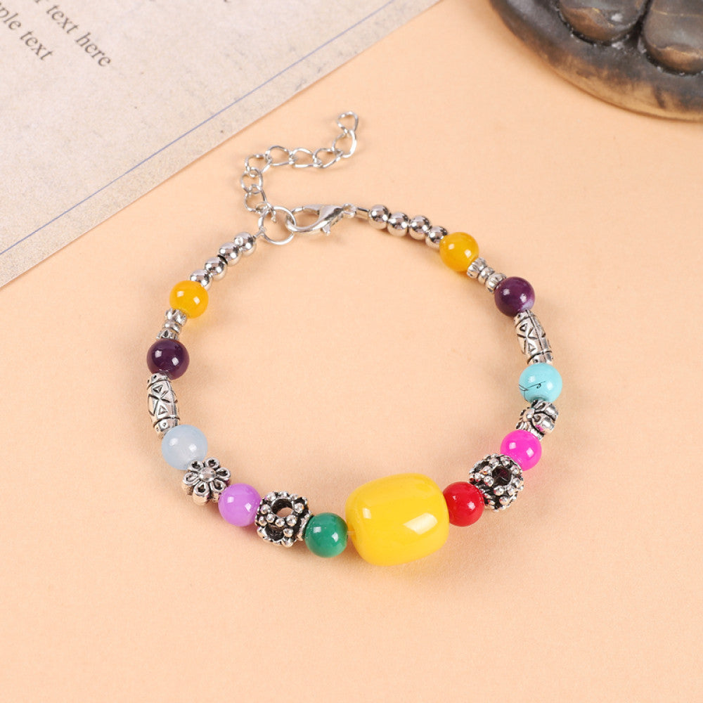 Ethnic style colored bead braided bracelet new Chinese retro all match bell bracelet Yunnan travel photo Tibetan accessories image 39