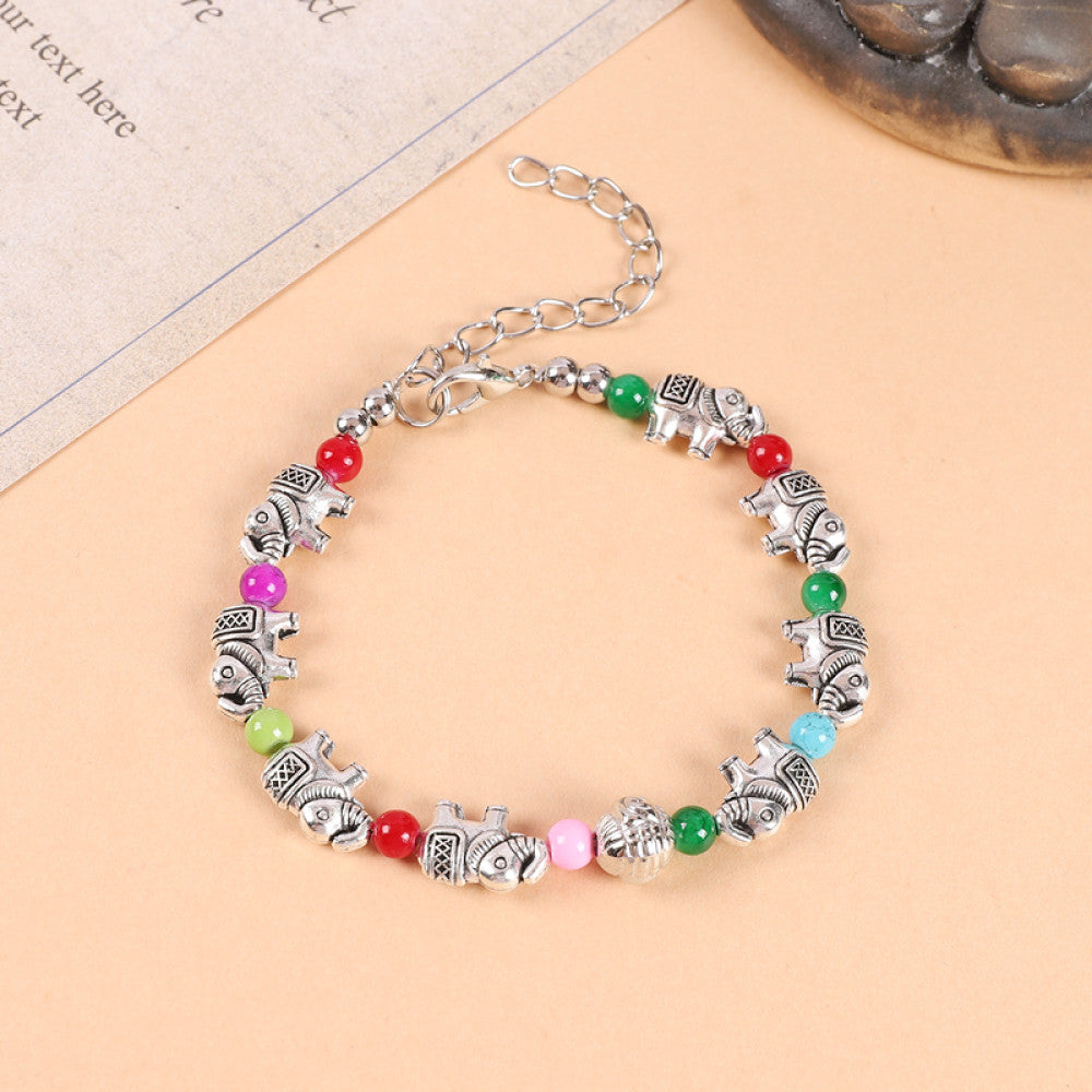 Ethnic style colored bead braided bracelet new Chinese retro all match bell bracelet Yunnan travel photo Tibetan accessories image 51