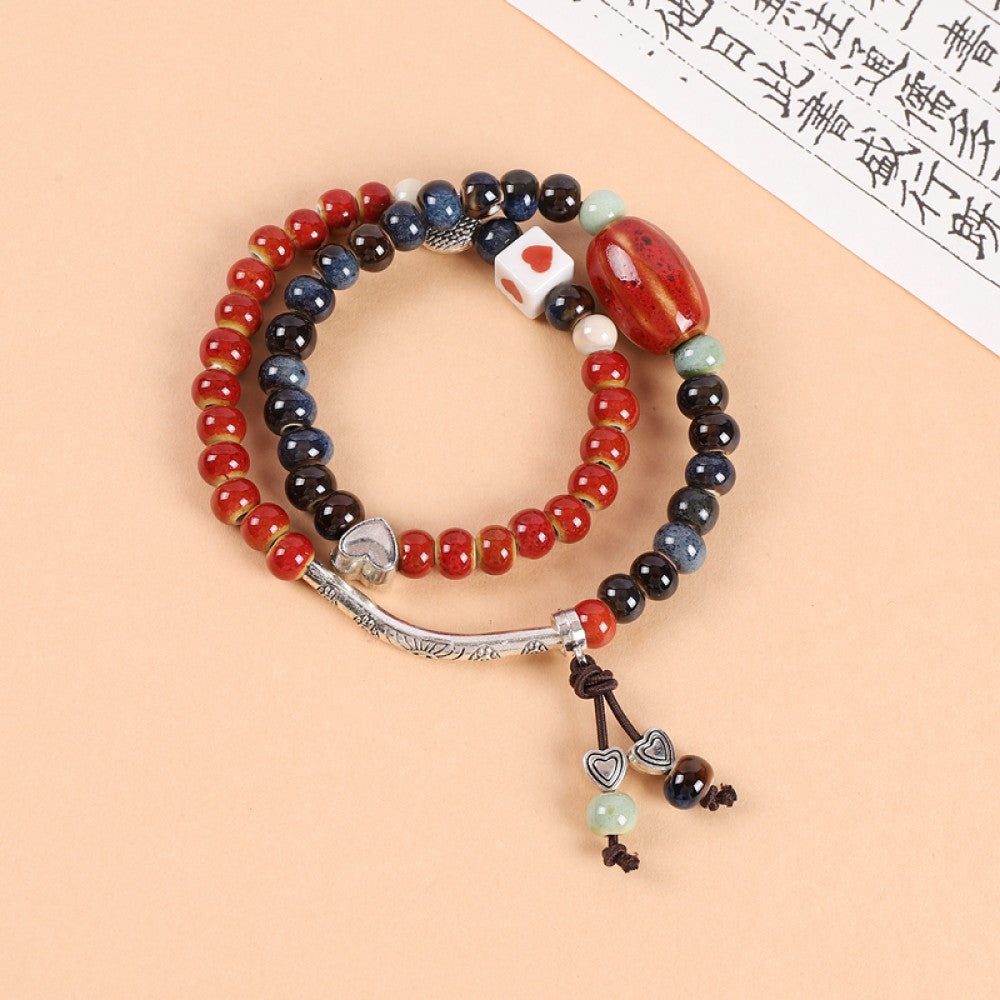 National Style Literature and Art Handmade Ceramic Double layer Bracelet National Style Small crowd Design Sense Retro Chinese China Chic Overlay Wearing Handstring image 30