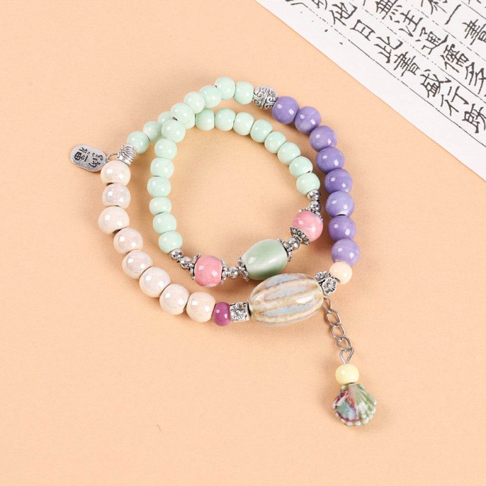 National Style Literature and Art Handmade Ceramic Double layer Bracelet National Style Small crowd Design Sense Retro Chinese China Chic Overlay Wearing Handstring image 49