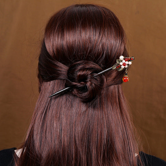 Ancient style hairpin simple Hanfu headwear meatball head coiled hair wooden hairpin tassel step rocking hairpin versatile hair accessory for women image 2