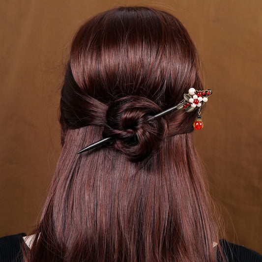 Ancient style hairpin simple Hanfu headwear meatball head coiled hair wooden hairpin tassel step rocking hairpin versatile hair accessory for women image 2