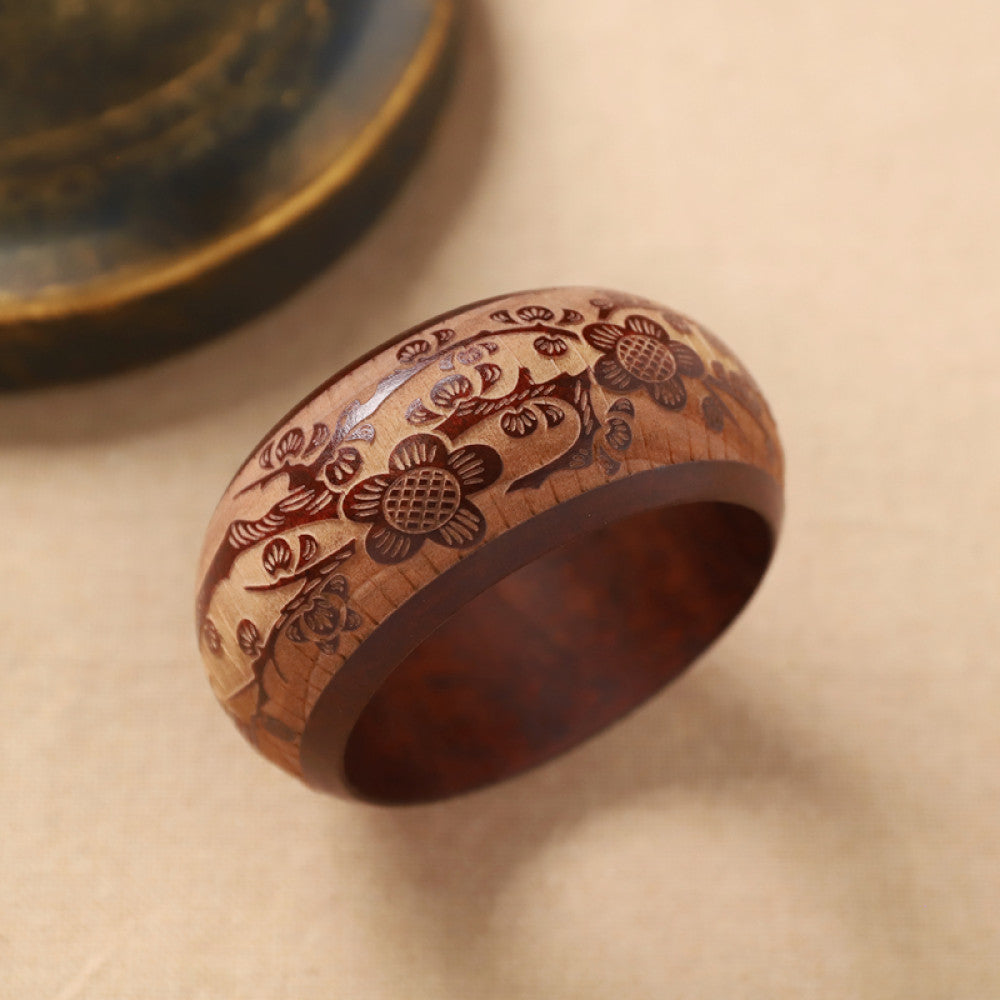 Boho vintage ethnic red bangle with intricate gold filigree designs, styled on neutral surface, ideal for bohemian and ethnic fashion enthusiasts in the US 01