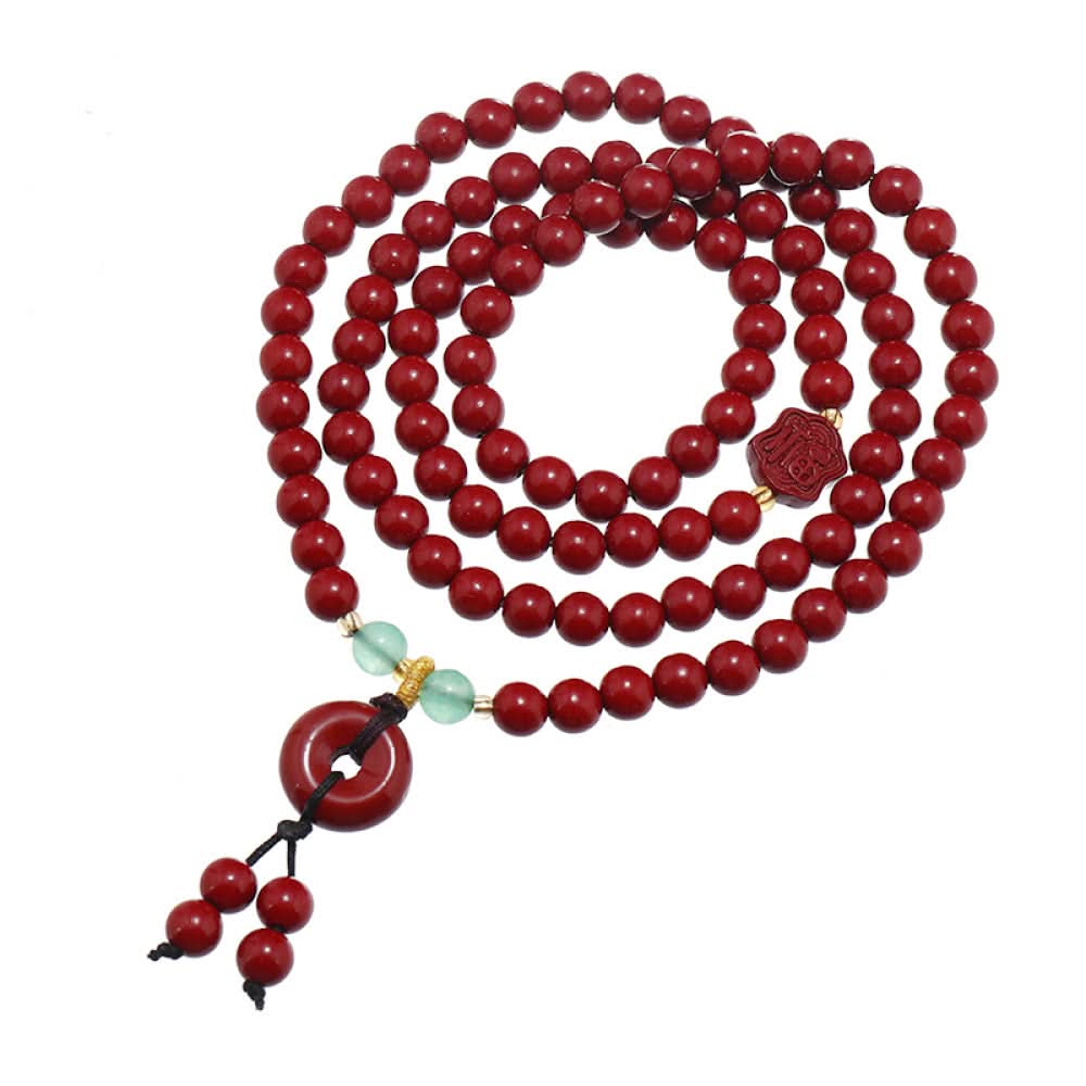 Multi-loop cinnabar with tassels, layered and stylish for casual looks.