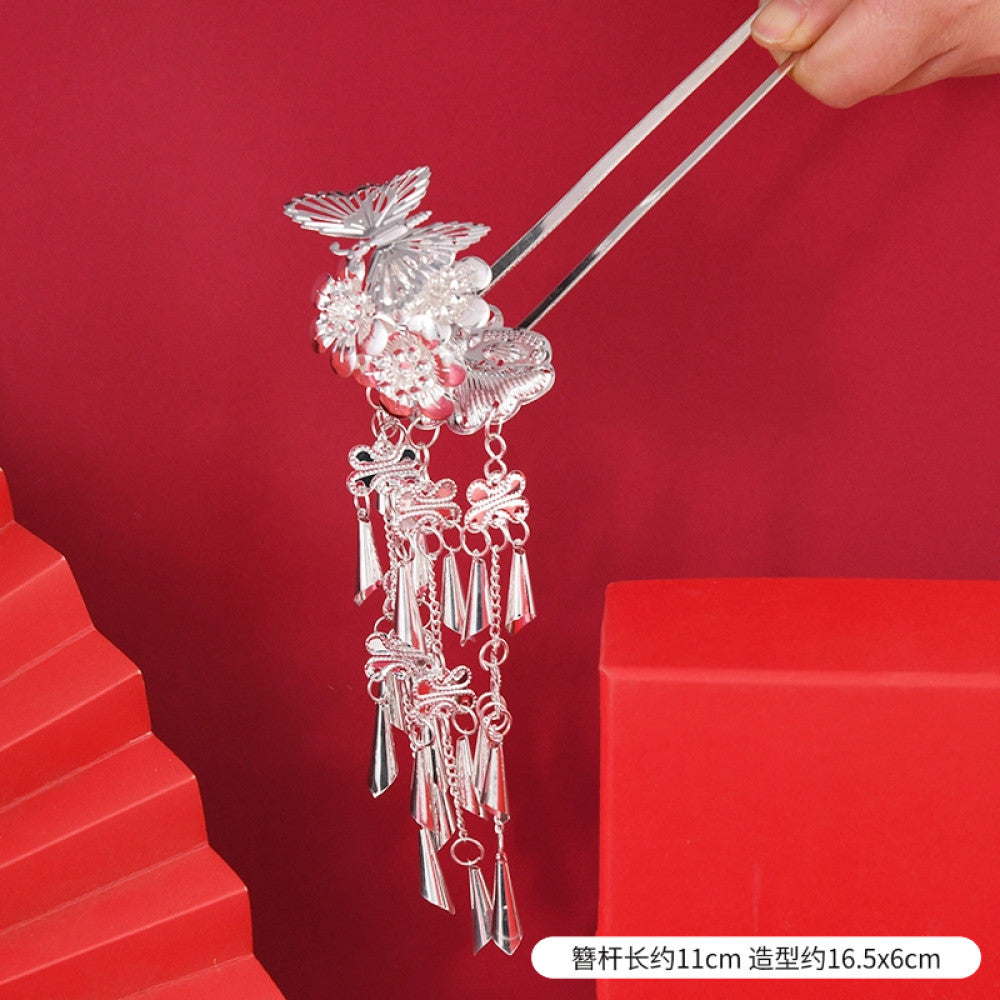 silver-tone hair stick featuring intricate openwork details and layered tassel fringe 02