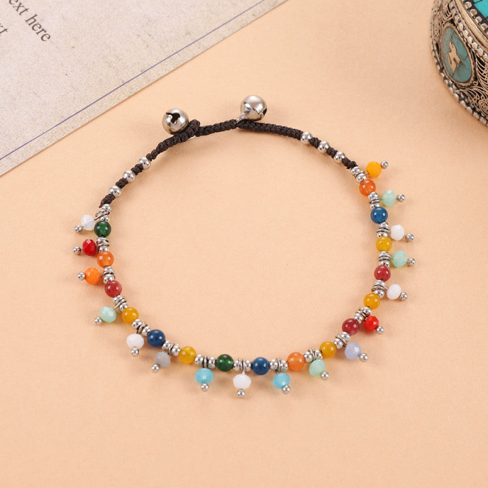 Densely packed rainbow beads, vibrant and cheerful.