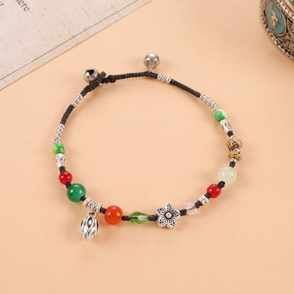 Rainbow-colored beads with silver details, lively and eye-catching.