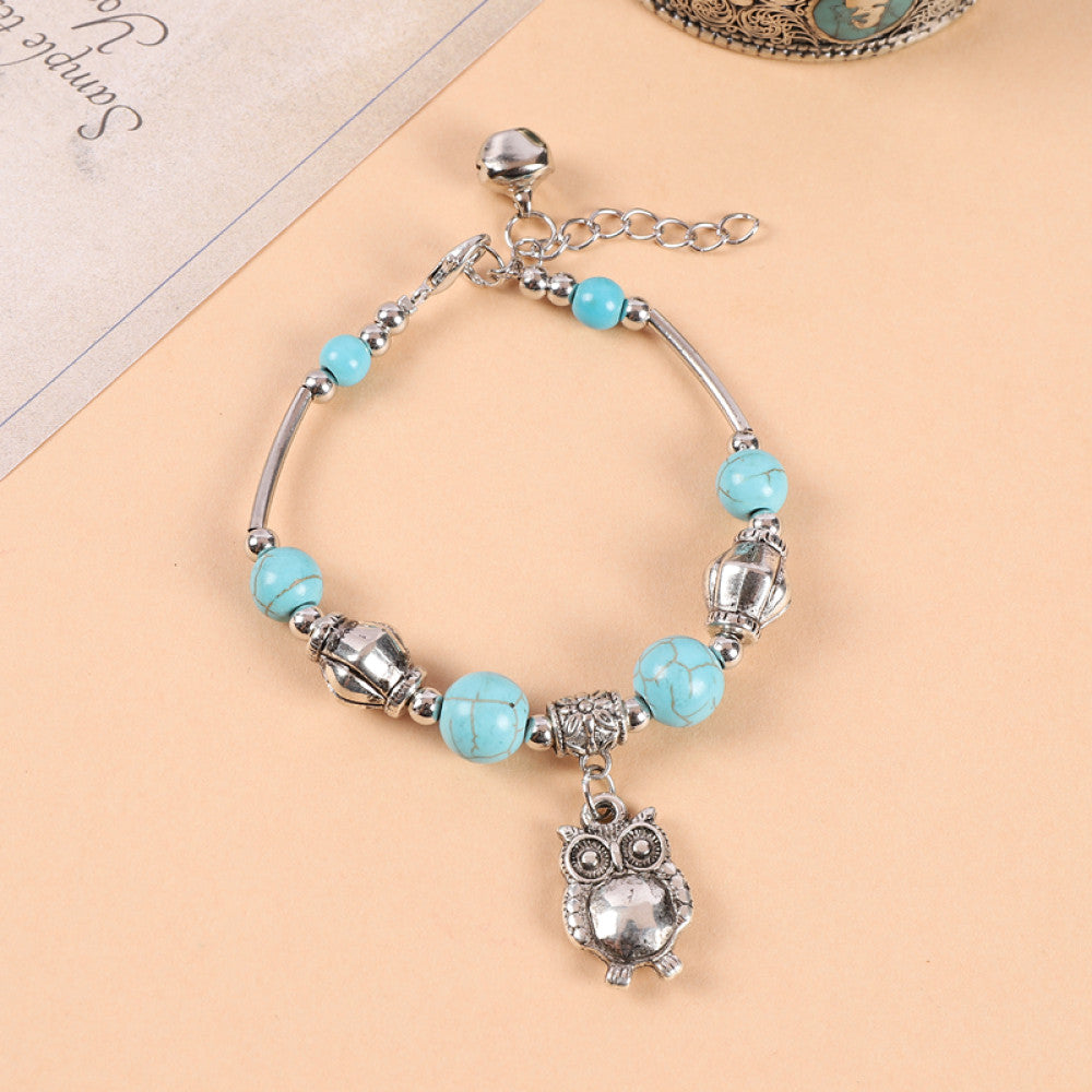 Turquoise beads with cute animal pendant, playful and lovely