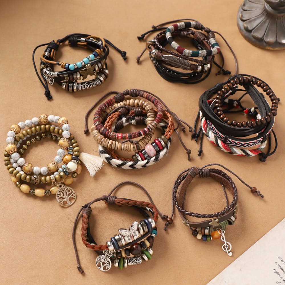 Variety pack of bohemian woven and beaded bracelets collection | DIY Jade