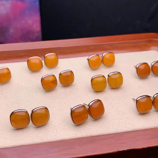 Bulk old amber oval cabochons, loose gemstones for earring settings | DIY Jade