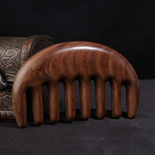 Handmade dark wood scalp massage comb