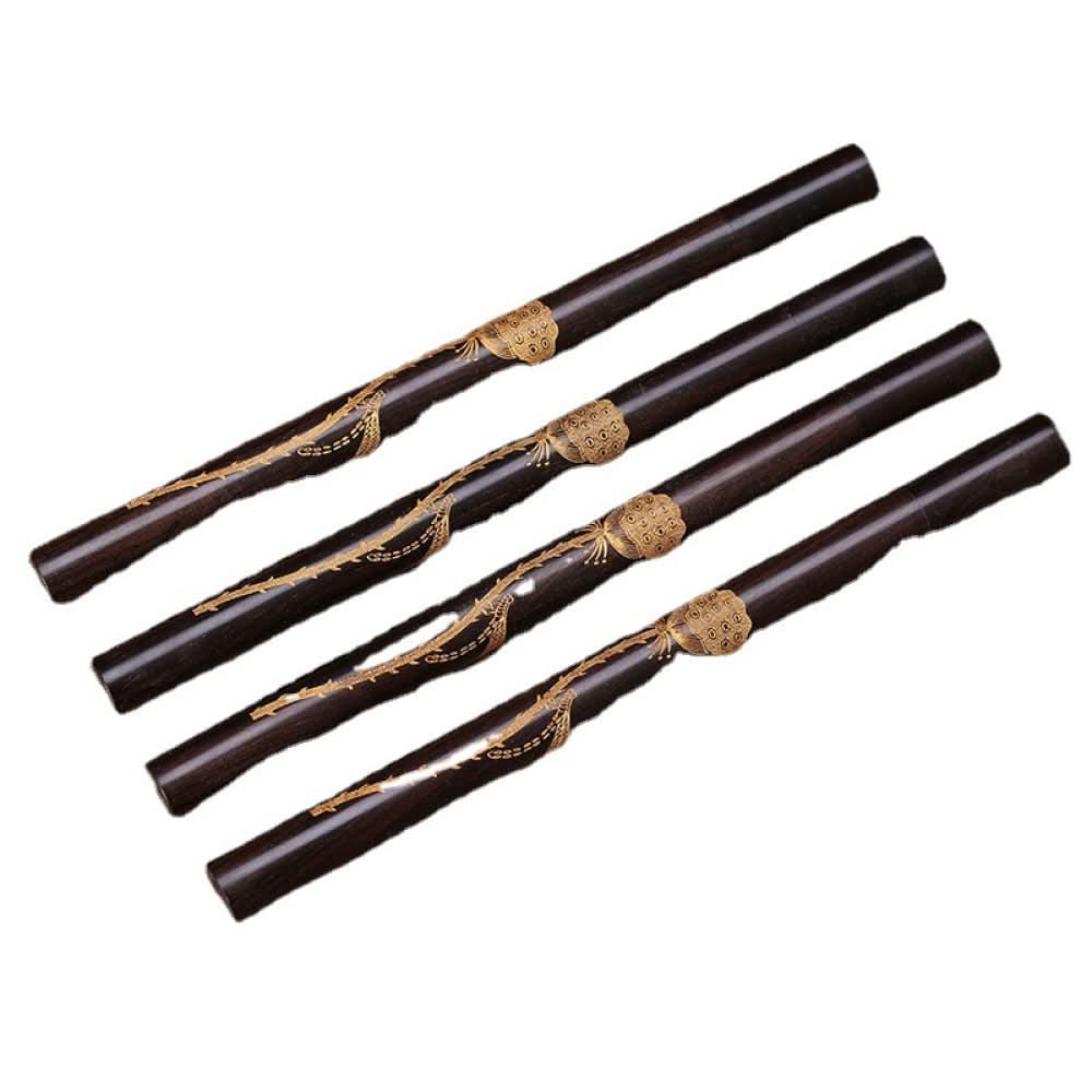 Decorative ebony & copper incense tube for home altar