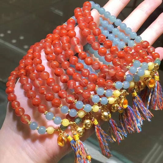 Collection of red agate tassel bracelets bulk set | DIY Jade