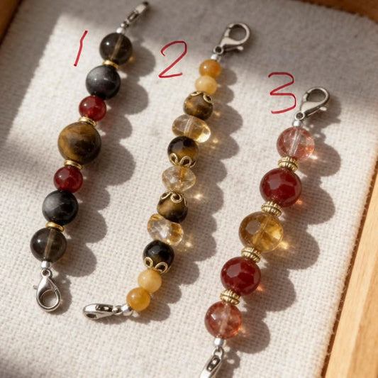 Numbered display of 3 styles natural stone beaded accessory chains for pet collars | DIY Jade