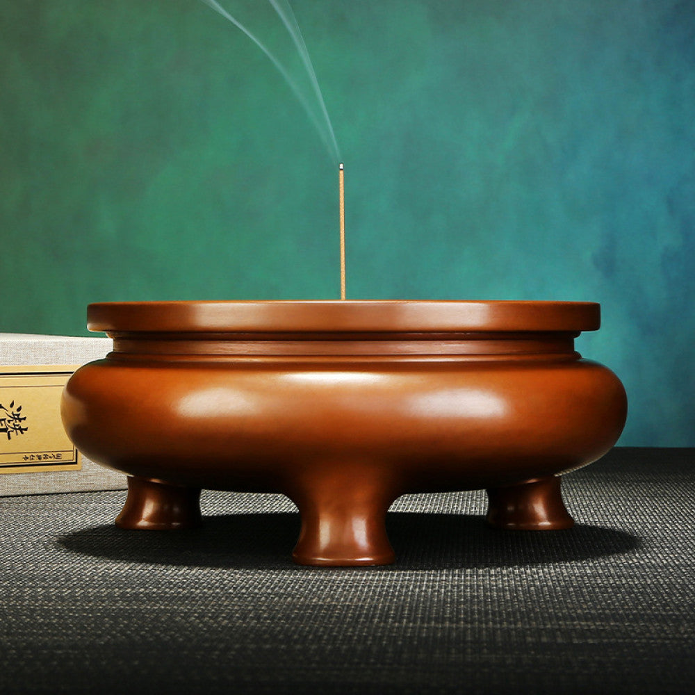 Tong Xinxiang direct sales copper tripod style furnace home office desktop copper incense burner Buddhist temple indoor multi size incense burner image 0