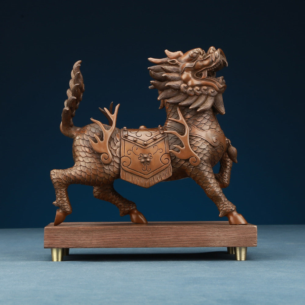 Copper flame unicorn ornaments for home office desktop unicorn auspicious beast copper crafts decorative ornaments image 3