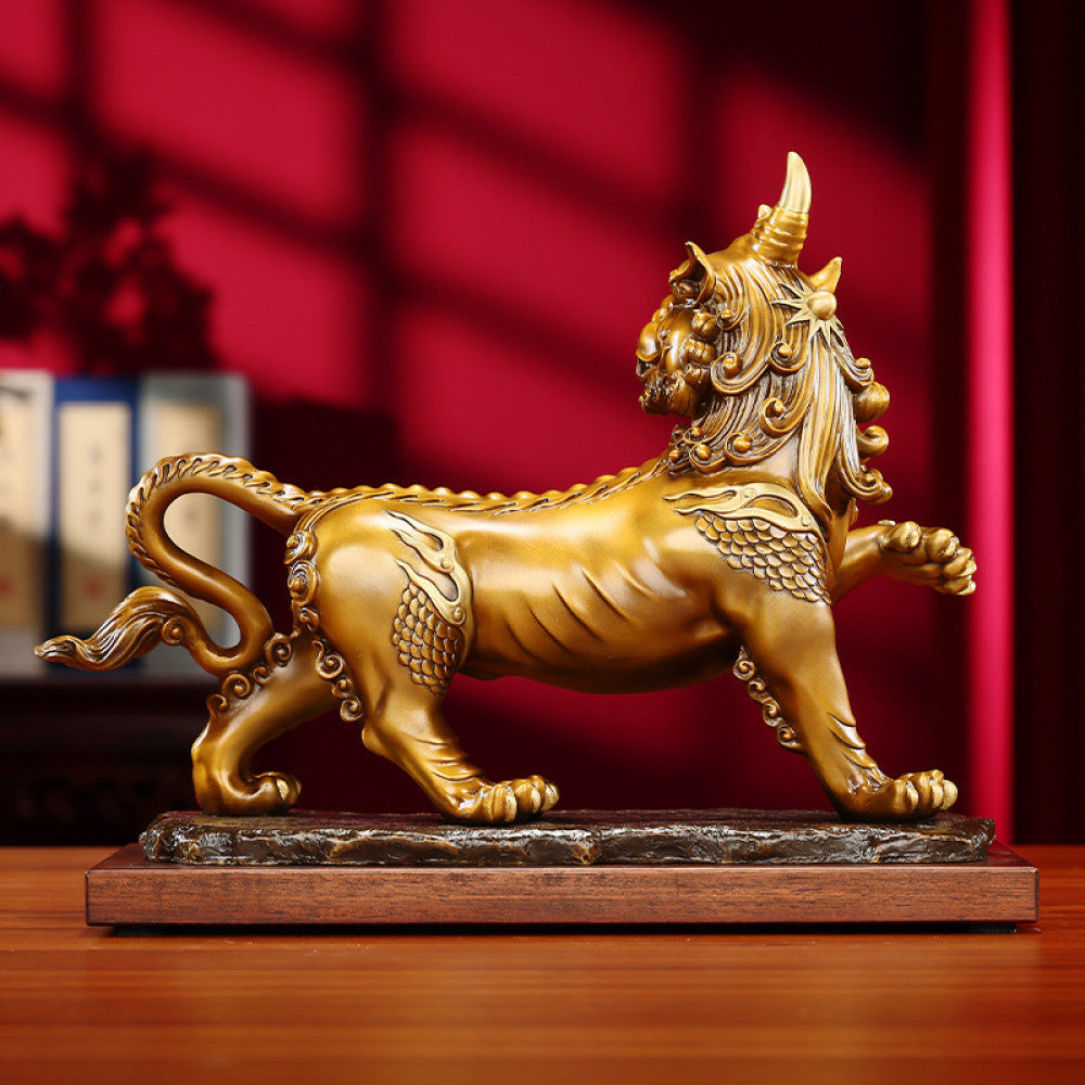 Tong Xinxiang Brass Auspicious Beast Listening Ornaments Office Home Gift image 3