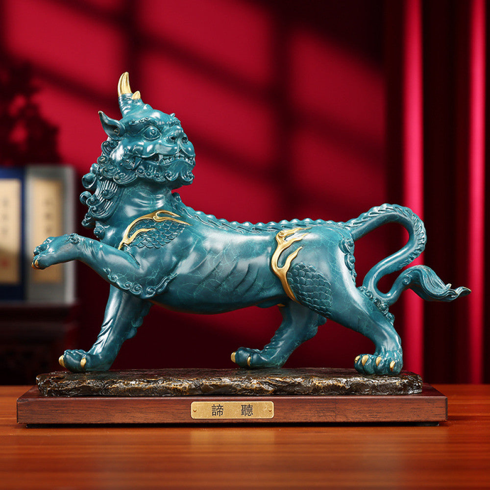 Tong Xinxiang Brass Auspicious Beast Listening Ornaments Office Home Gift image 0