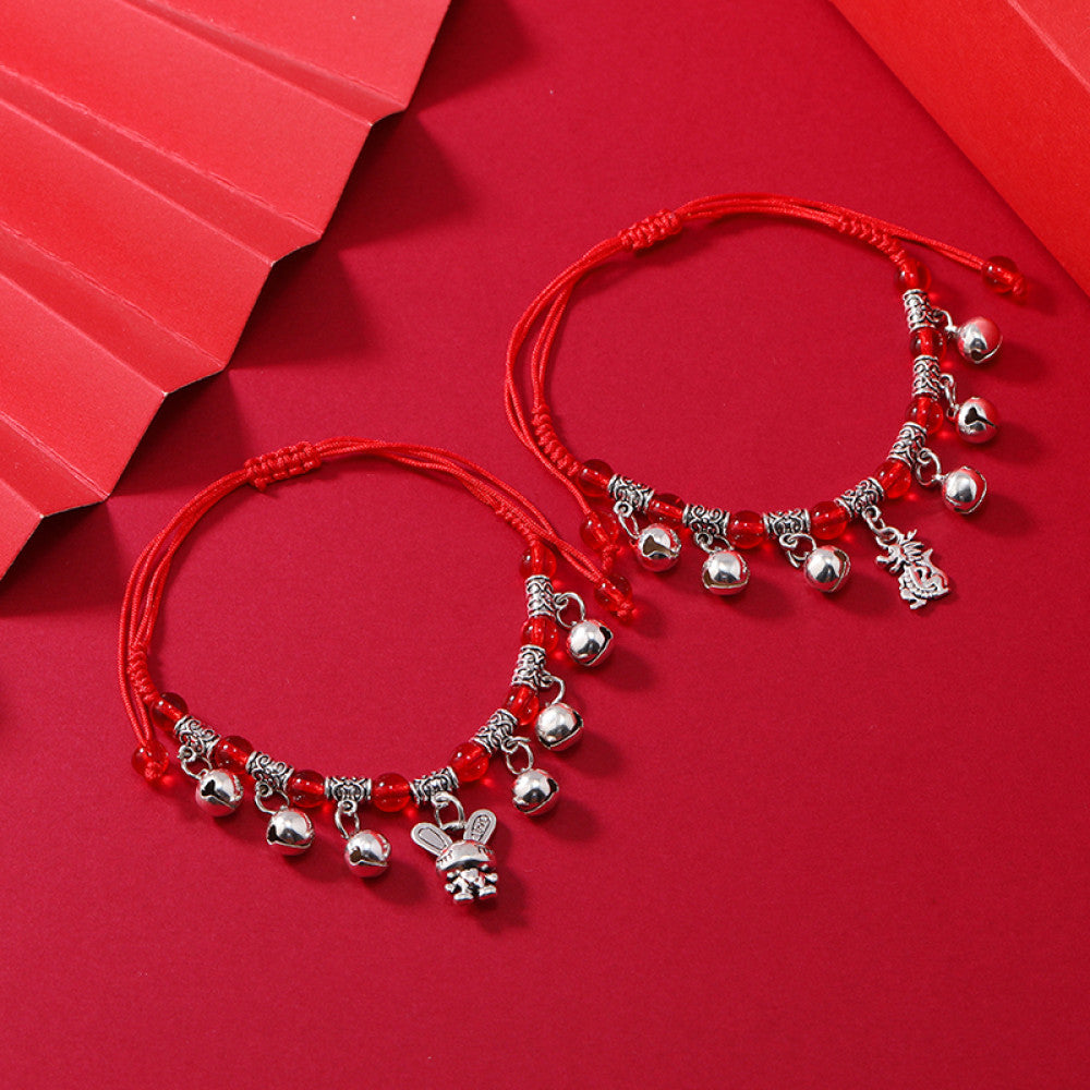 Exquisite New Zodiac Weaving Hand Rope Ringing Bell Bracelet Born Year Versatile Red Rope Ringing Foot Chain Jewelry image 0