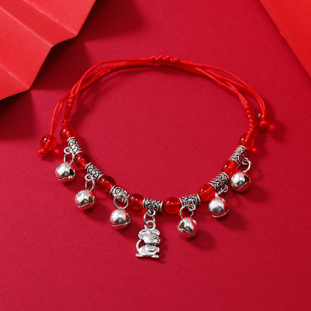 Exquisite New Zodiac Weaving Hand Rope Ringing Bell Bracelet Born Year Versatile Red Rope Ringing Foot Chain Jewelry image 9
