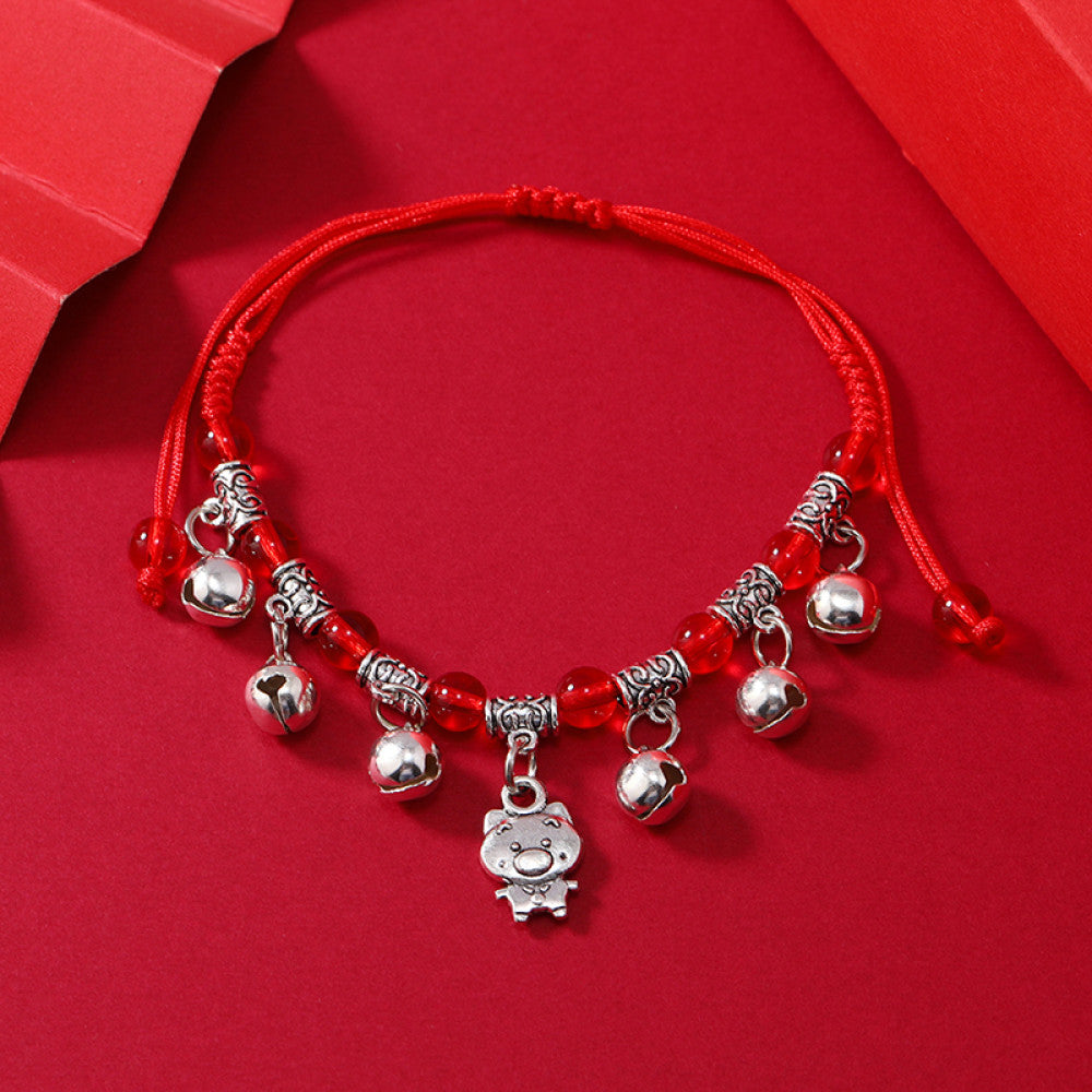 Exquisite New Zodiac Weaving Hand Rope Ringing Bell Bracelet Born Year Versatile Red Rope Ringing Foot Chain Jewelry image 11