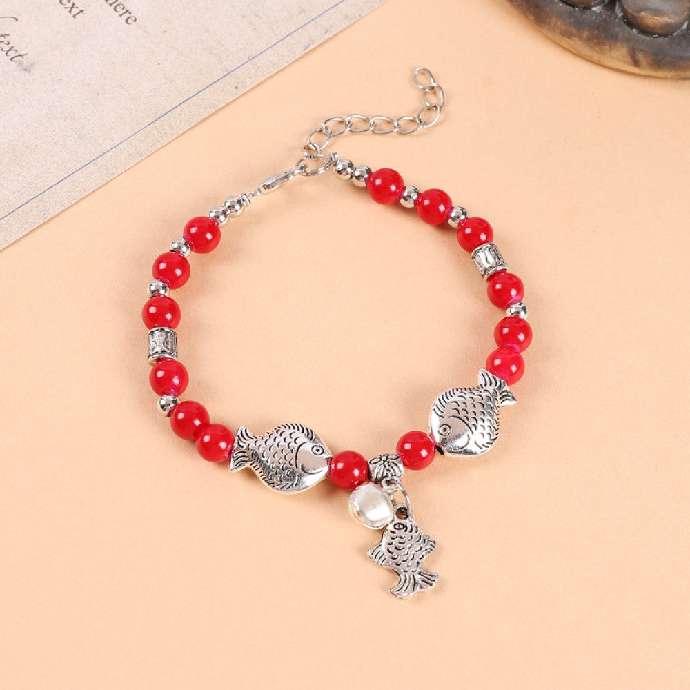 Ethnic style colored bead braided bracelet new Chinese retro all match bell bracelet Yunnan travel photo Tibetan accessories image 15