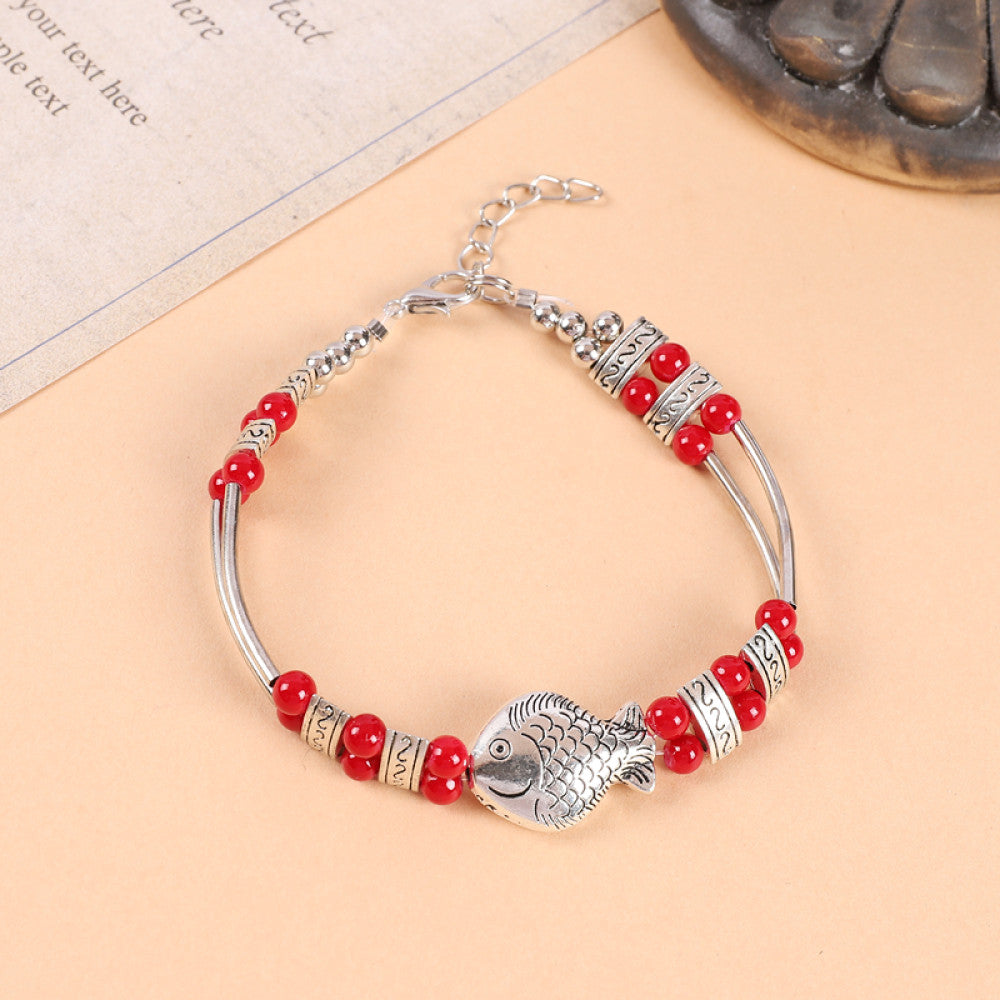 Ethnic style colored bead braided bracelet new Chinese retro all match bell bracelet Yunnan travel photo Tibetan accessories image 25