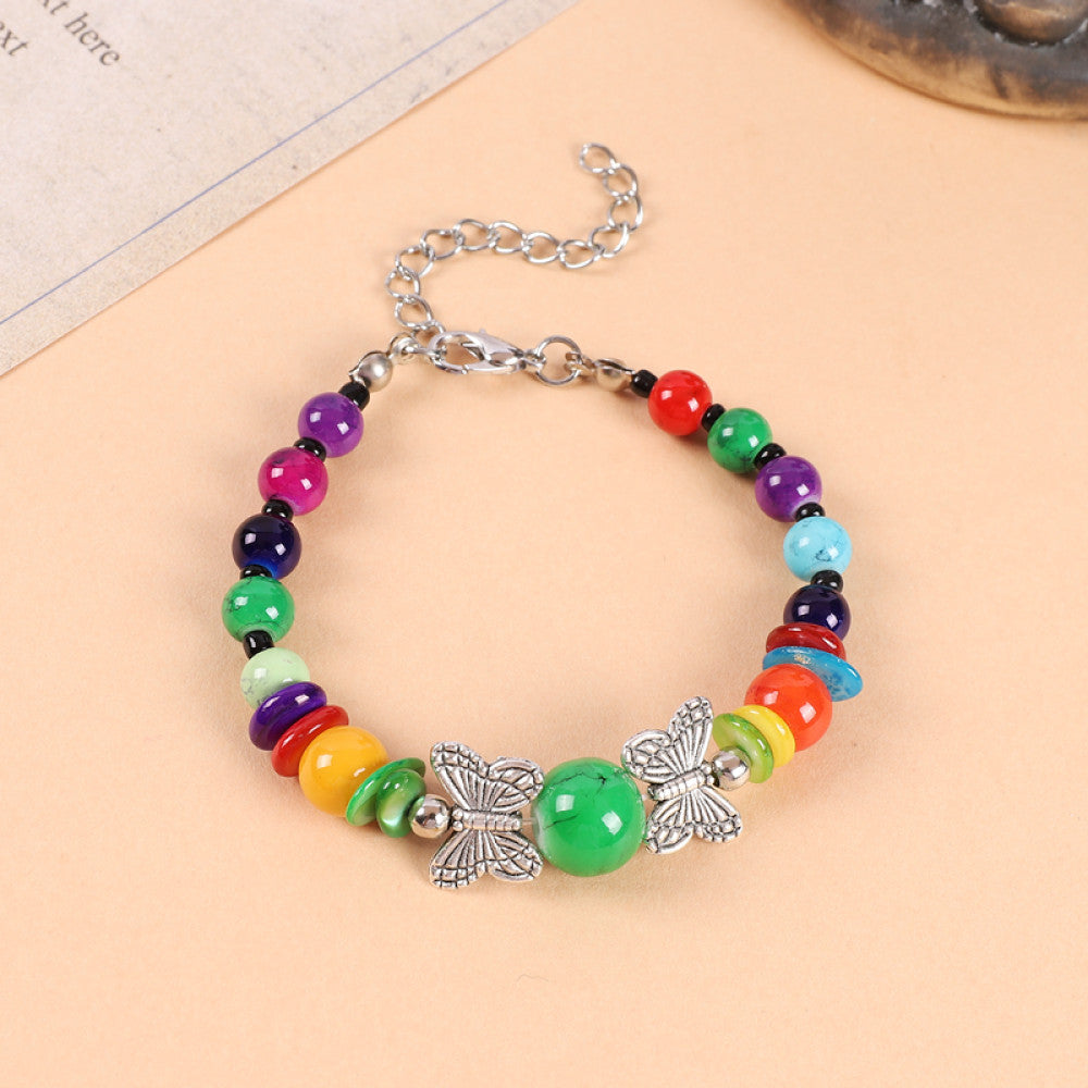 Ethnic style colored bead braided bracelet new Chinese retro all match bell bracelet Yunnan travel photo Tibetan accessories image 26