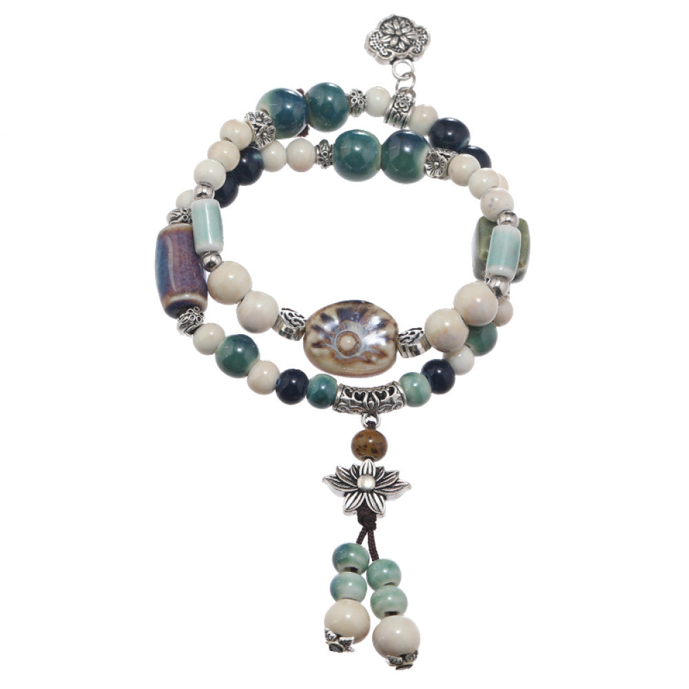 National Style Literature and Art Handmade Ceramic Double layer Bracelet National Style Small crowd Design Sense Retro Chinese China Chic Overlay Wearing Handstring image 5
