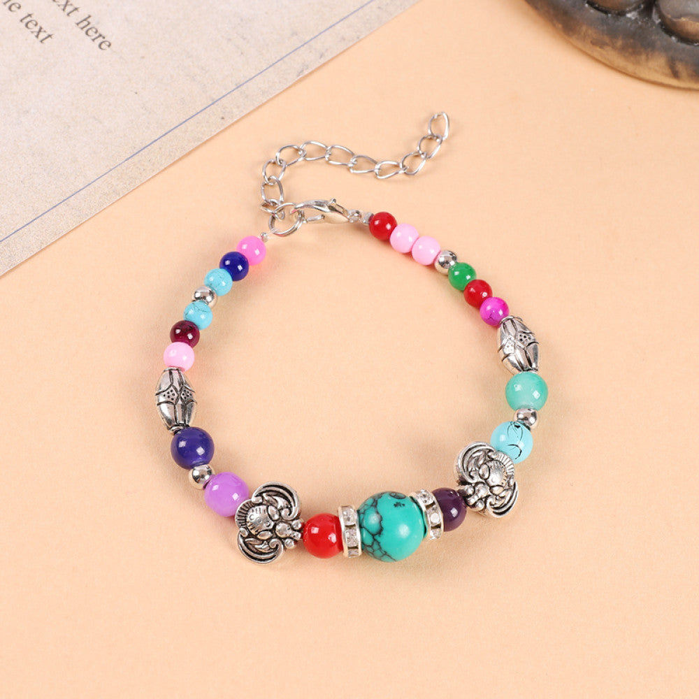 Ethnic style colored bead braided bracelet new Chinese retro all match bell bracelet Yunnan travel photo Tibetan accessories image 29