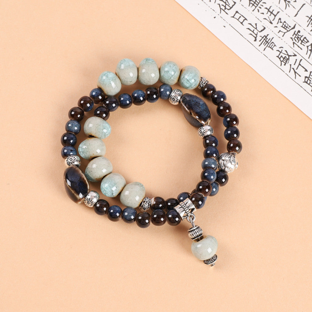 National Style Literature and Art Handmade Ceramic Double layer Bracelet National Style Small crowd Design Sense Retro Chinese China Chic Overlay Wearing Handstring image 22
