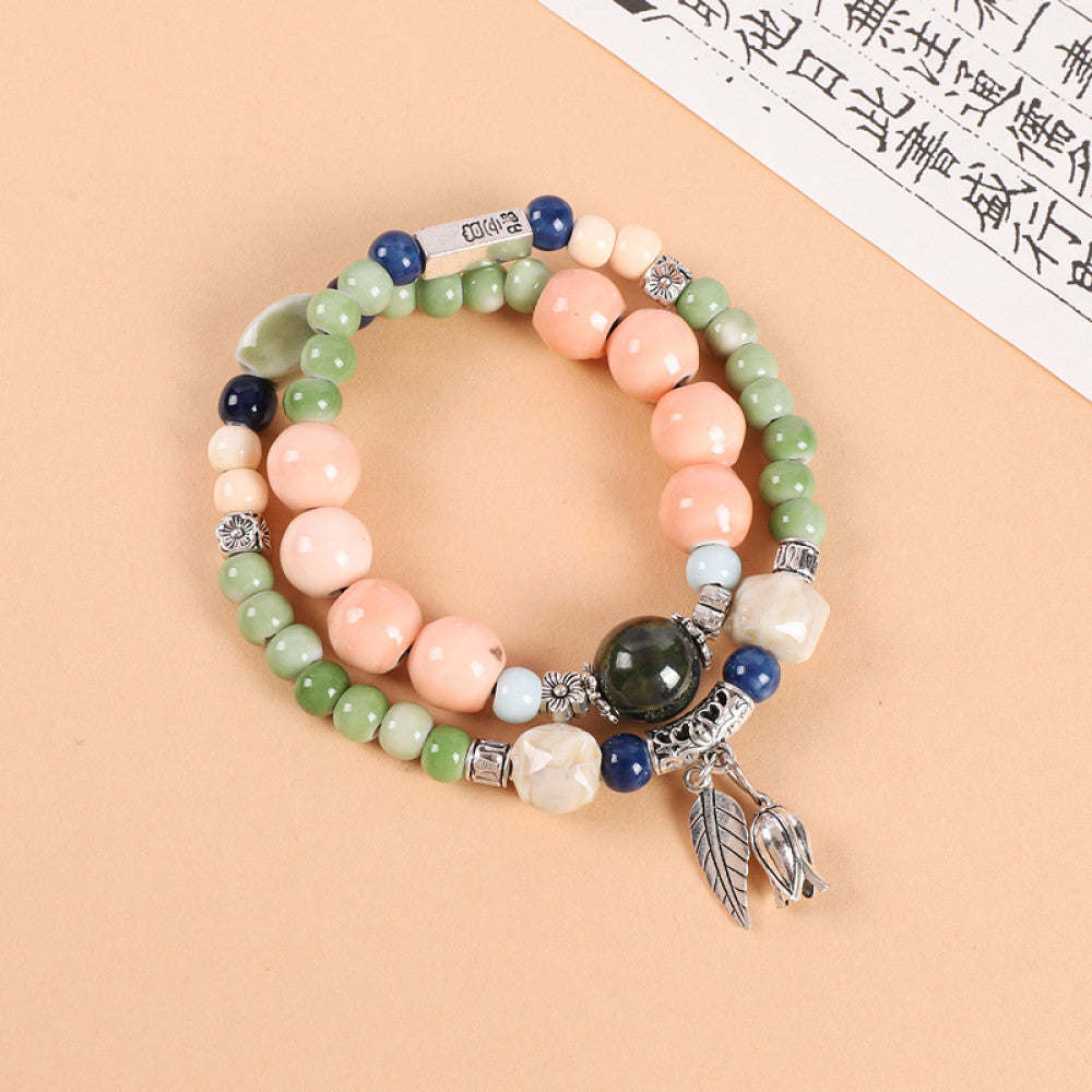 National Style Literature and Art Handmade Ceramic Double layer Bracelet National Style Small crowd Design Sense Retro Chinese China Chic Overlay Wearing Handstring image 26