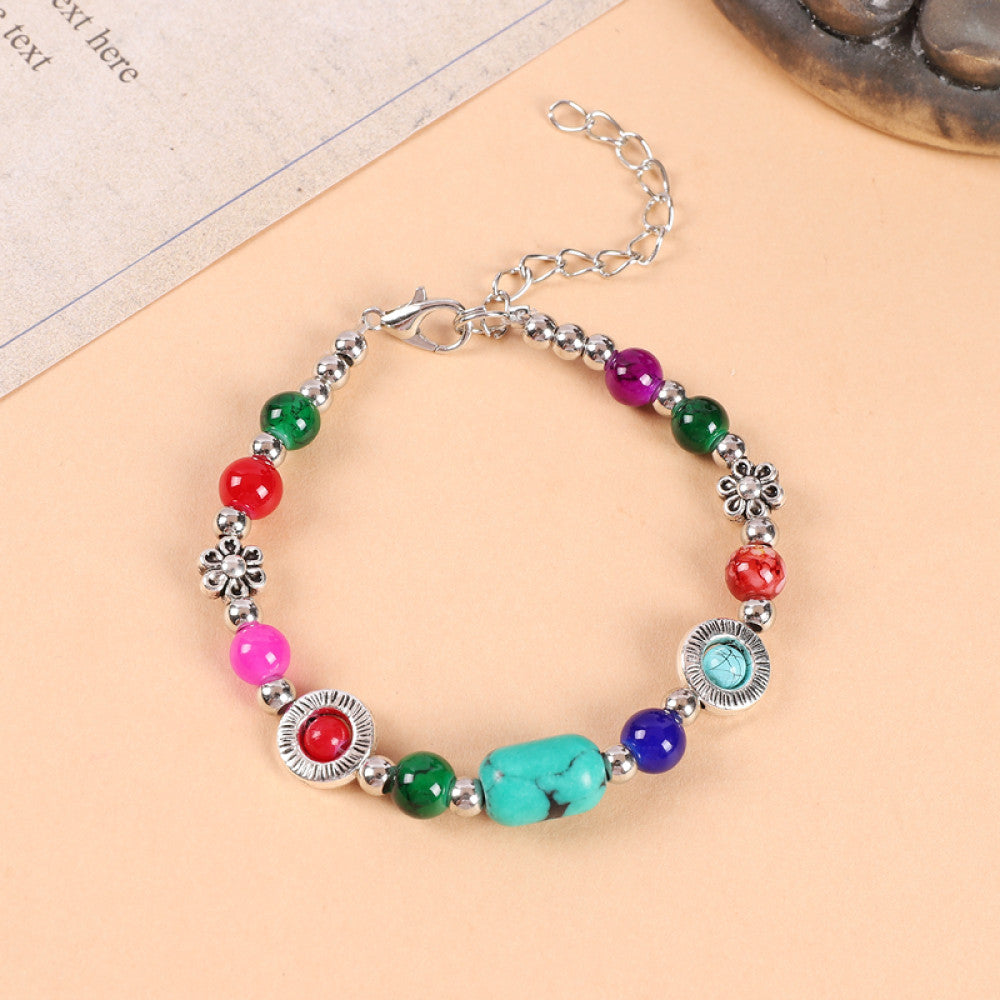 Ethnic style colored bead braided bracelet new Chinese retro all match bell bracelet Yunnan travel photo Tibetan accessories image 49