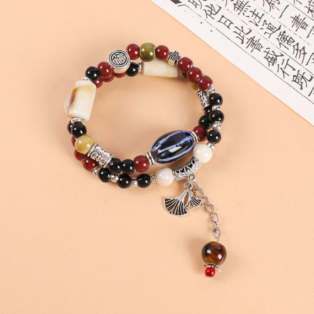 National Style Literature and Art Handmade Ceramic Double layer Bracelet National Style Small crowd Design Sense Retro Chinese China Chic Overlay Wearing Handstring image 35