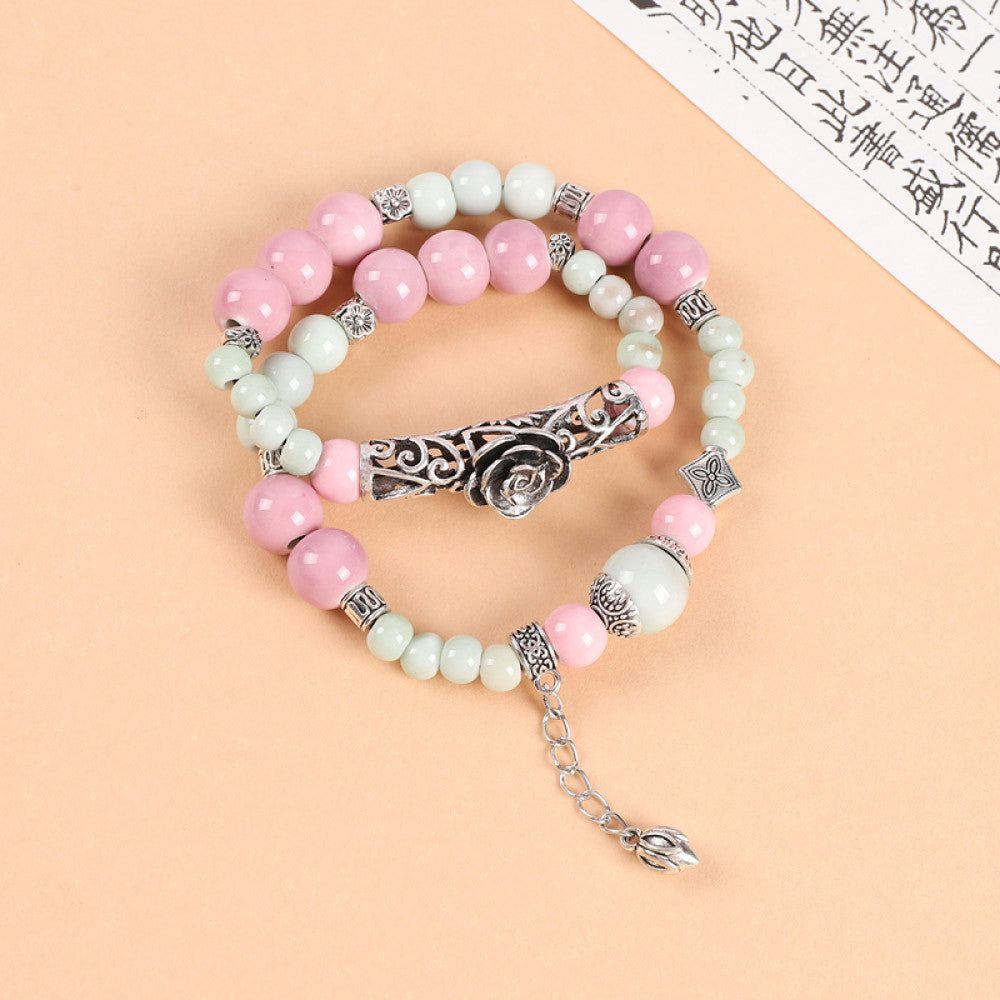 National Style Literature and Art Handmade Ceramic Double layer Bracelet National Style Small crowd Design Sense Retro Chinese China Chic Overlay Wearing Handstring image 43