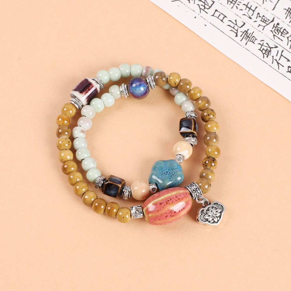 National Style Literature and Art Handmade Ceramic Double layer Bracelet National Style Small crowd Design Sense Retro Chinese China Chic Overlay Wearing Handstring image 59