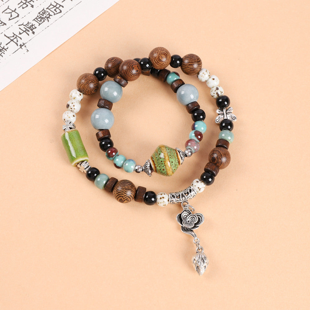 National Style Literature and Art Handmade Ceramic Double layer Bracelet National Style Small crowd Design Sense Retro Chinese China Chic Overlay Wearing Handstring image 63