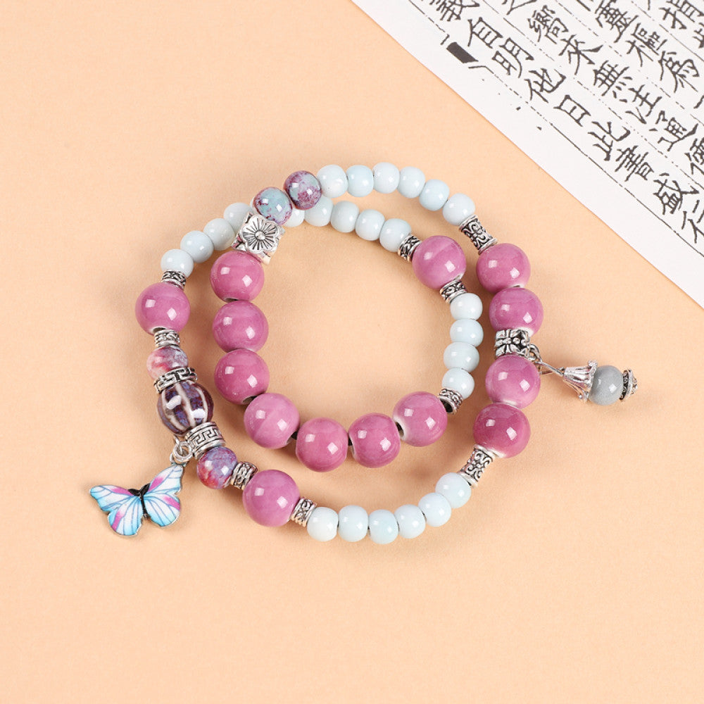 National Style Literature and Art Handmade Ceramic Double layer Bracelet National Style Small crowd Design Sense Retro Chinese China Chic Overlay Wearing Handstring image 70