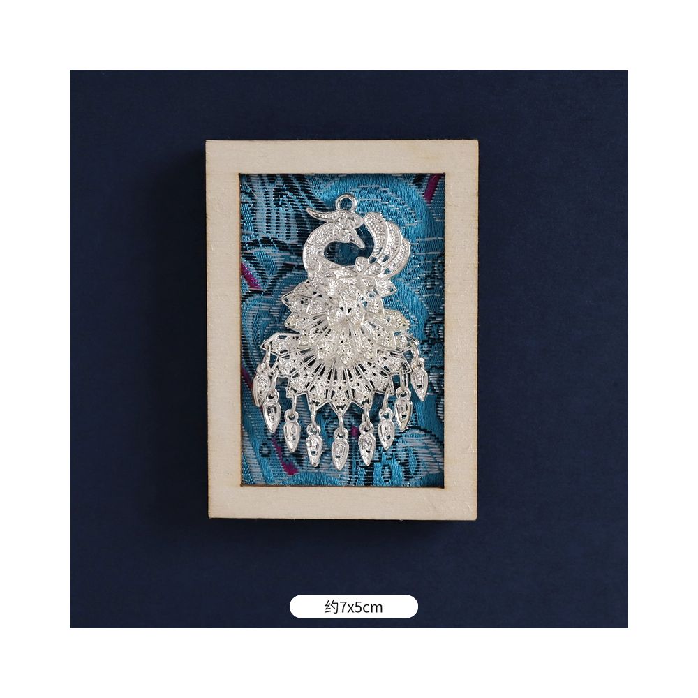 Silver Peacock Refrigerator Magnet