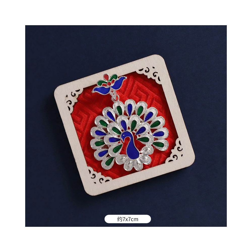 Silver Peacock Refrigerator Magnet