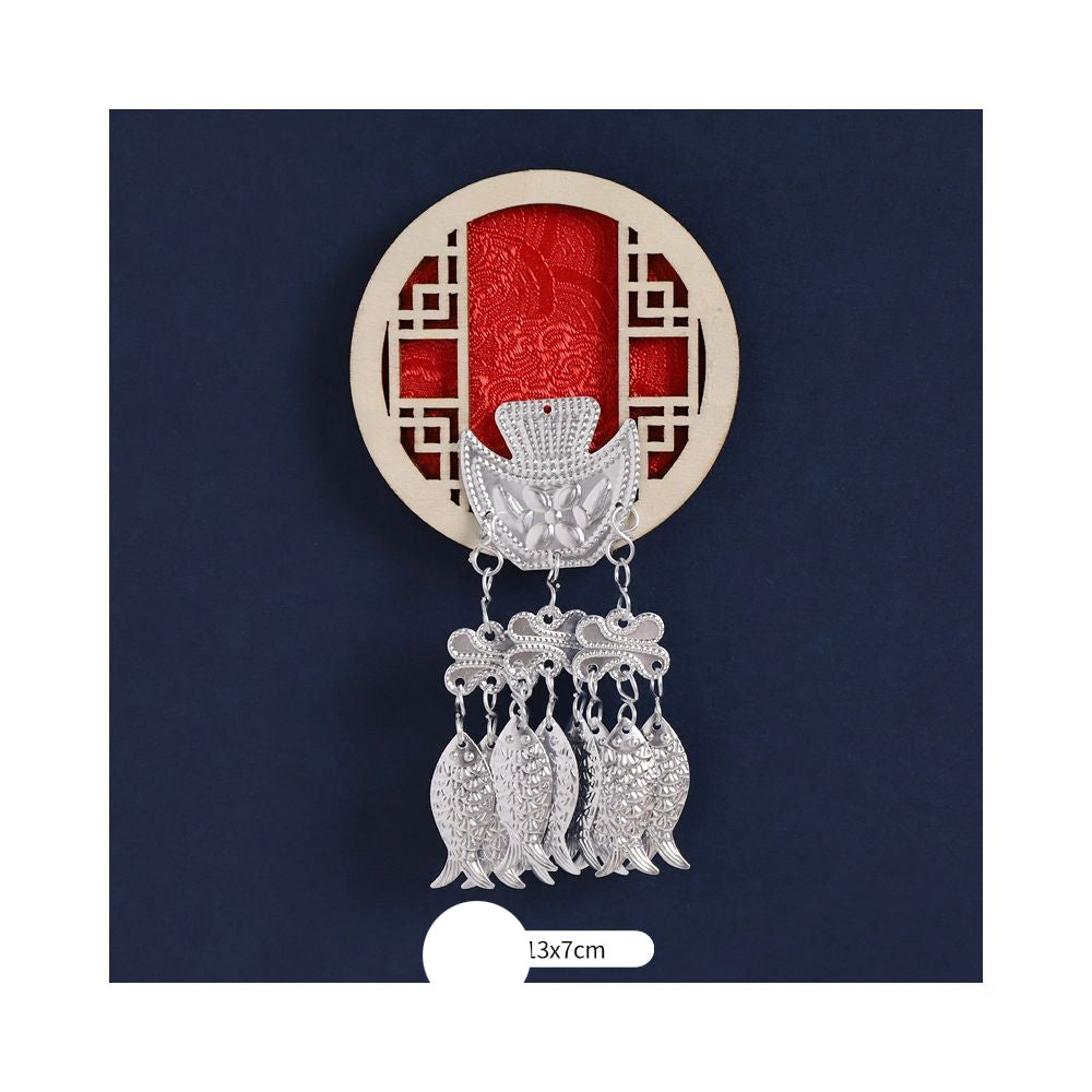 Blue striped decorative magnet with hanging tassels