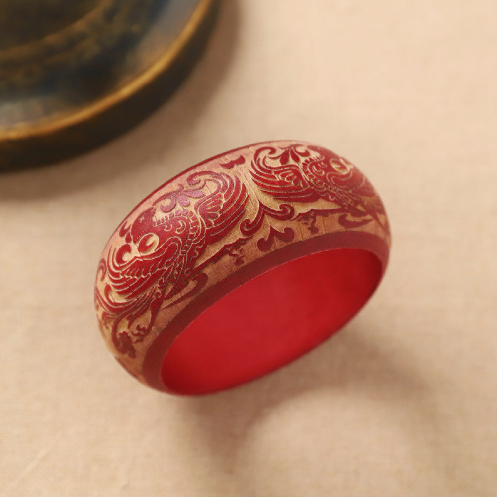 Boho vintage ethnic red bangle with intricate gold filigree designs, styled on neutral surface, ideal for bohemian and ethnic fashion enthusiasts in the US 05